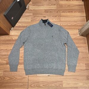 Polo Ralph Lauren Washable Cashmere Regular Fit Quarter Zip Mock Neck Sweater L